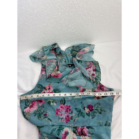 FabAlley Georgette A Line Maxi Casual Dress Size S Feminine Romantic Blue Floral - Picture 12 of 13